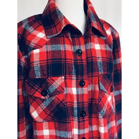 MOLOKAISURF Kids L (12) Red Plaid Flannel Button Down Shirt BUY 2 GET 1 FREE - Picture 2 of 4